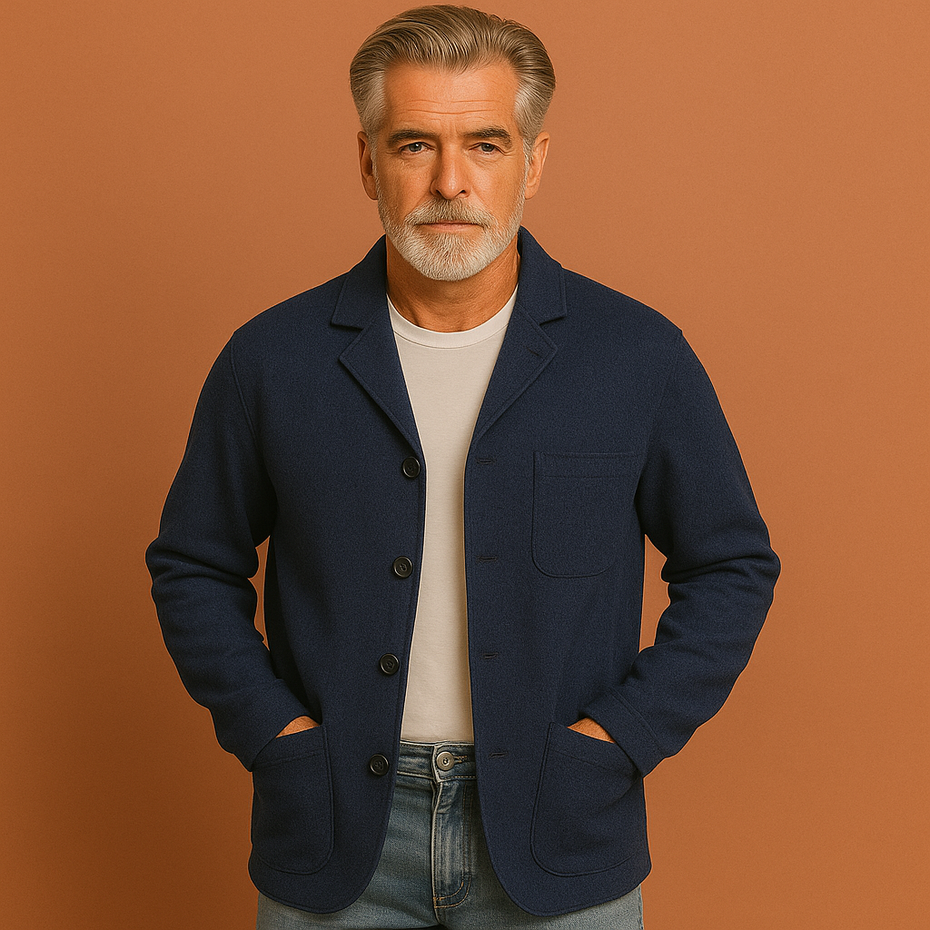 Men’s checkered blazer in blue with modern design, soft and comfortable for casual and stylish outfits.