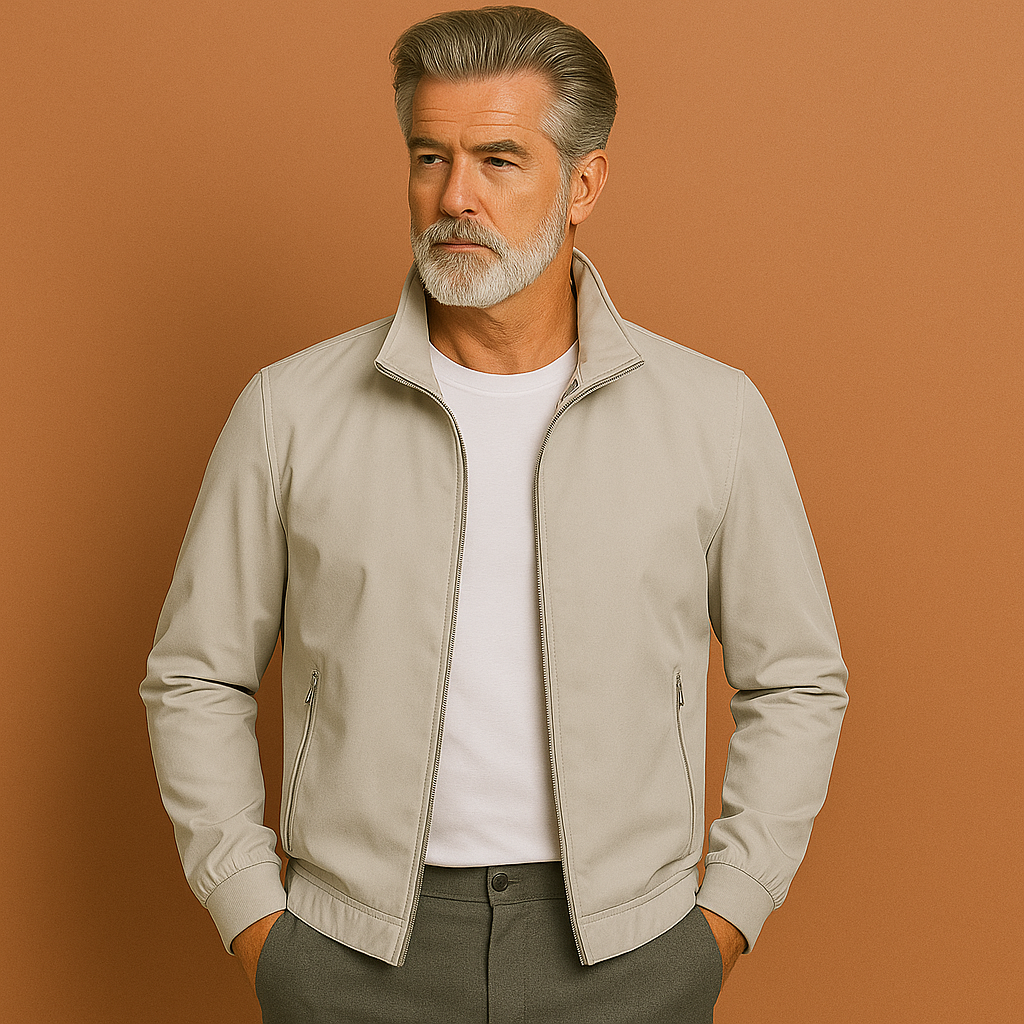 Men’s windproof summer jacket in grey with modern fit, soft and comfortable for casual and stylish outfits.