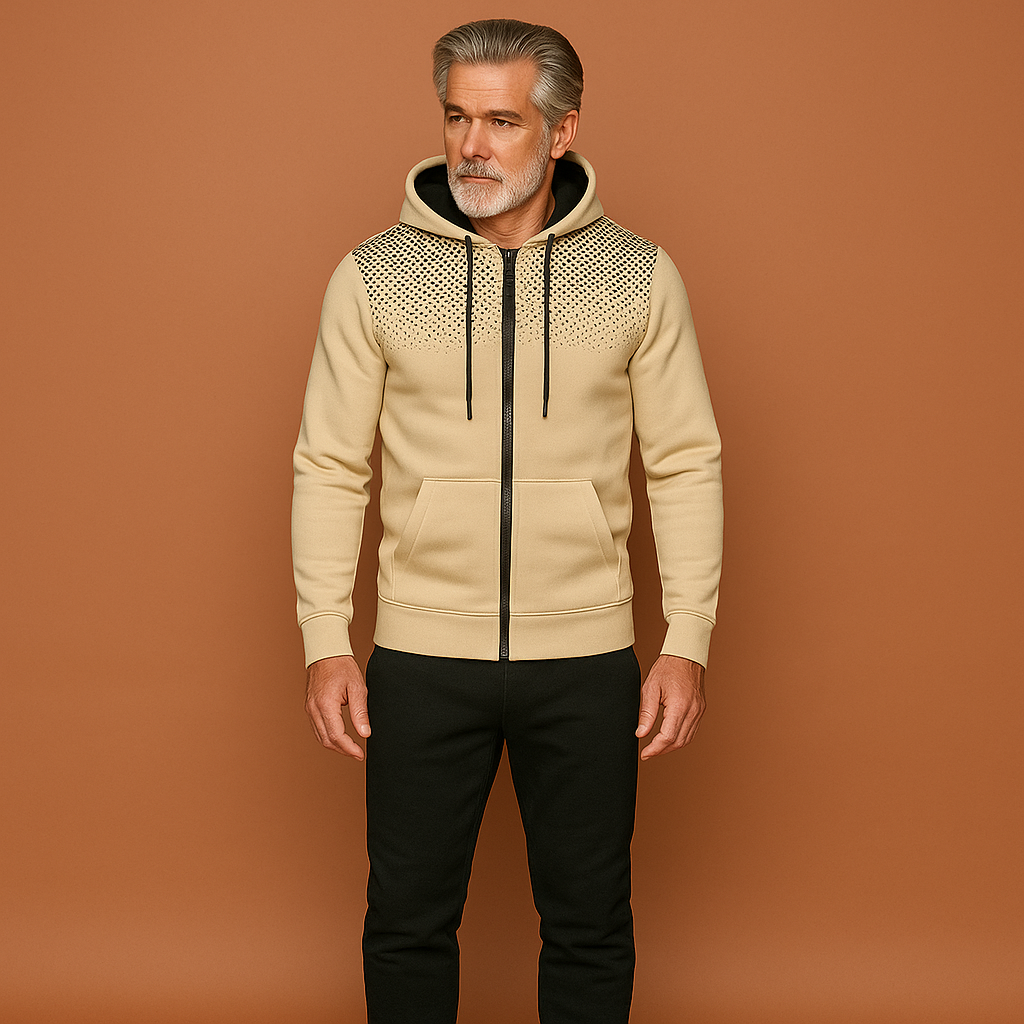 Men’s slim fit tracksuit in khaki with sporty design, breathable and comfortable for active and casual outfits.