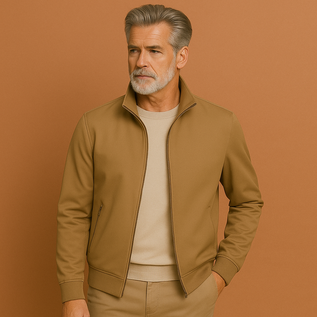 Men’s windproof summer jacket in khaki with modern fit, soft and comfortable for casual and stylish outfits.
