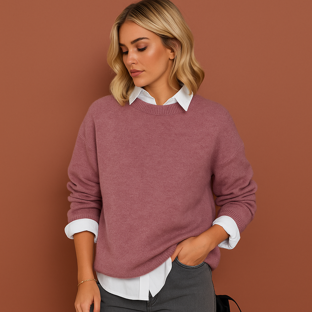Women’s oversized sweater in pink with casual fit, soft and comfortable for everyday and stylish outfits.