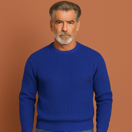 Men’s regular fit sweater in blue with timeless design, soft and comfortable for casual and stylish outfits.