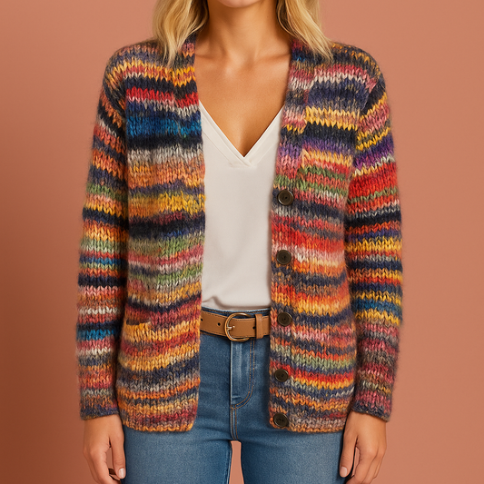 Women’s cardigan in red with modern colour design, soft and comfortable for casual and stylish outfits.